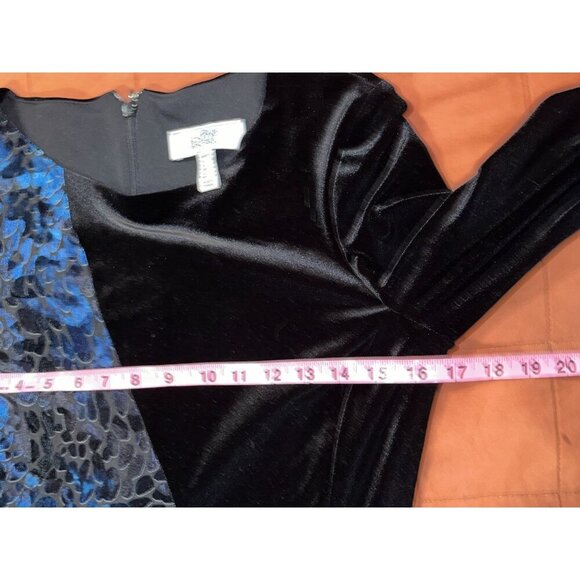 Badgley Mischka Black Velvet Long Sleeve Elegant Cocktail Women's Dress Size 10 - Picture 6 of 8